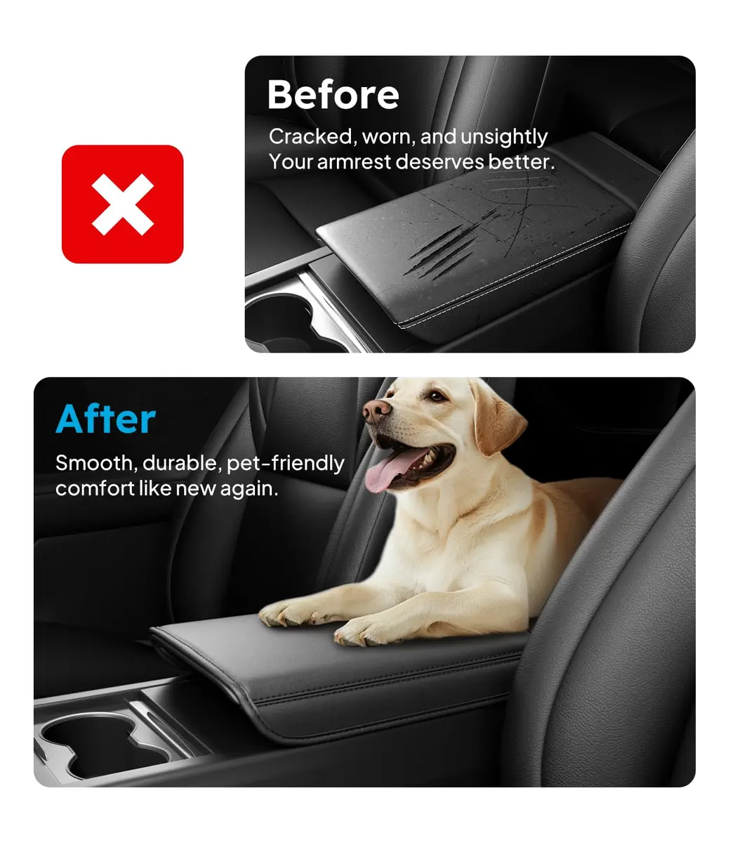 Wigoo Auto Accessory for Tesla Model Y/3 Armrest Cover, Black | Non-Slip, Cushioned, Fits 2024-2026 Highland & Juniper - view 4