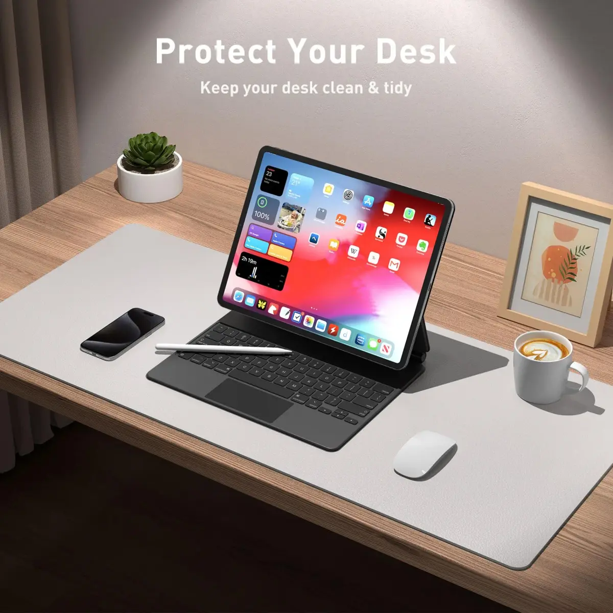 Aothia Large PU Leather Desk Pad Protector – Non-Slip Mouse Pad & Writing Mat 59.9cm x 34.8cm (23.6" x 13.7") | Professional & Durable - view 4