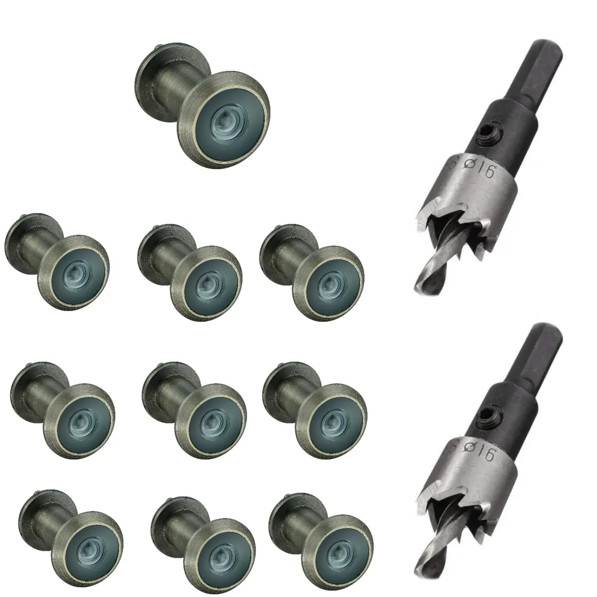 TOGU Solid Brass Door Peephole Viewer 220-Degree Wide Angle, Antique Bronze Finish | 10-Pack with Drill Bit, Fits 35-55mm Doors - main product image