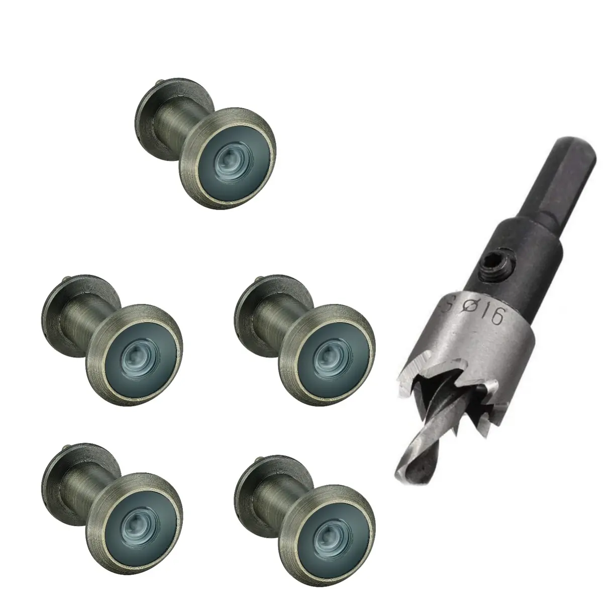 TOGU 220-Degree Solid Brass Door Peephole Viewer with Privacy Cover & 16mm Drill Bit | 5-Pack Antique Bronze - main product image