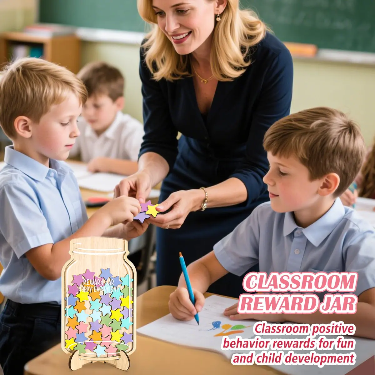 GoClimber Magnetic Reward Jar, Star Reward System for Kids, Behavior Management, Classroom & Home, 5.9*9.5in | Magnetic Star Rewards - view 7