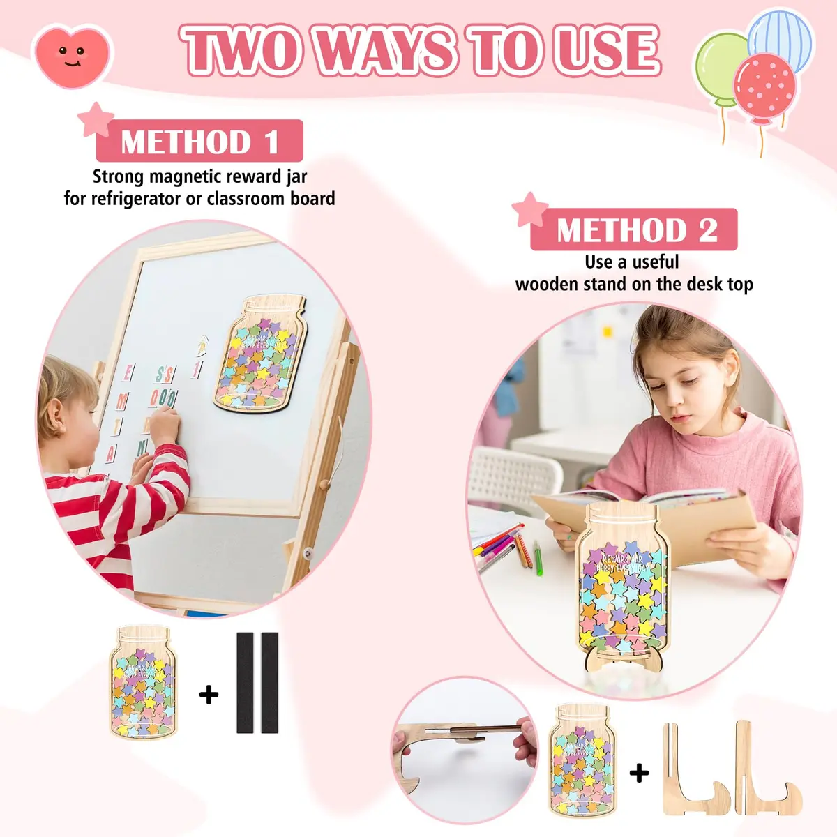 GoClimber Magnetic Reward Jar, Star Reward System for Kids, Behavior Management, Classroom & Home, 5.9*9.5in | Magnetic Star Rewards - view 3