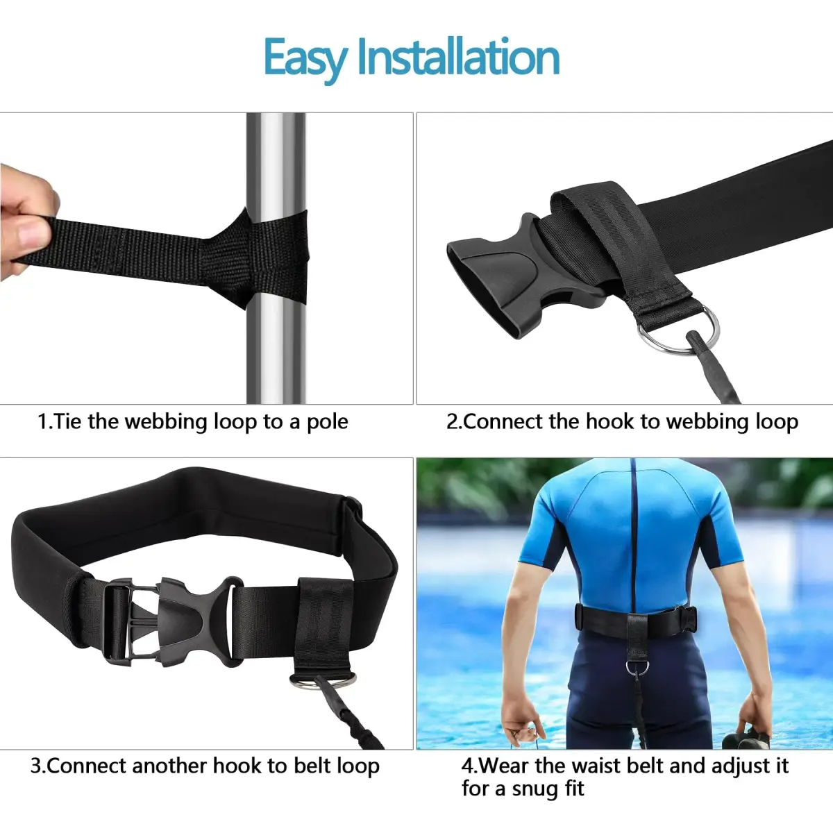 Hikeen Swimming Training Belt 2-Pack | Stationary Swim Harness with 4M Tether for Endless Pools - view 4