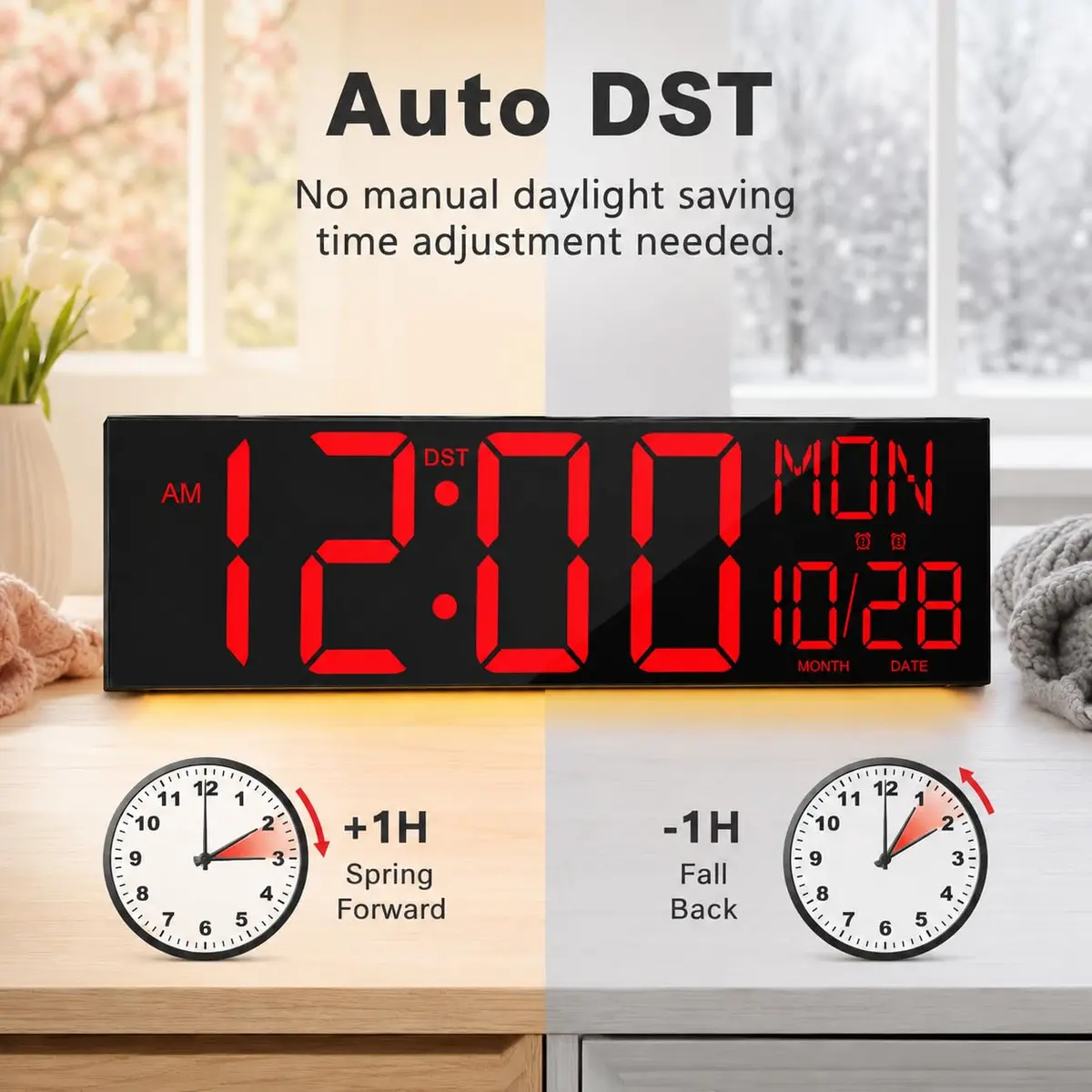 JALL 30" Oversize Digital Wall Clock | Extra Large LED Display with Remote, Jumbo Numbers for Living Room & Church - view 5