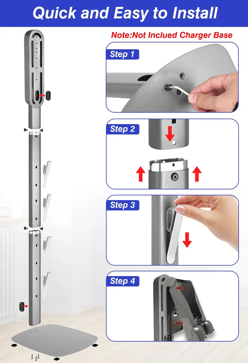 Haturi Metal Vacuum Stand for Dyson Cordless Vacuums | Heavy-Duty Organizer with 4 Hooks - view 5