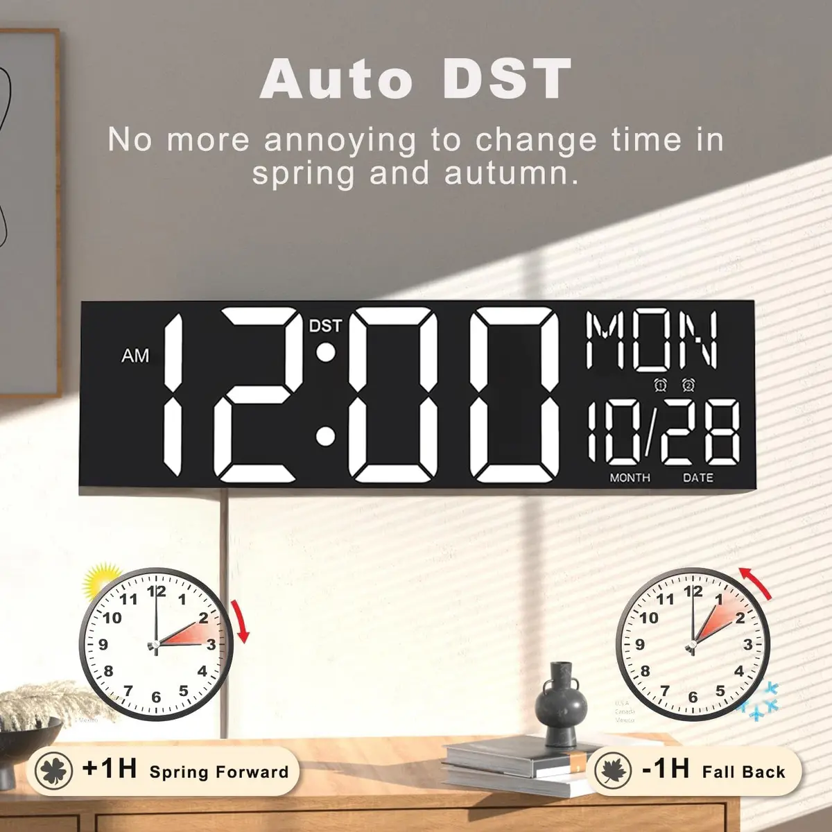 JALL 30" Extra Large Digital Wall Clock with Jumbo LED Numbers | Remote Control & Auto Brightness - view 5