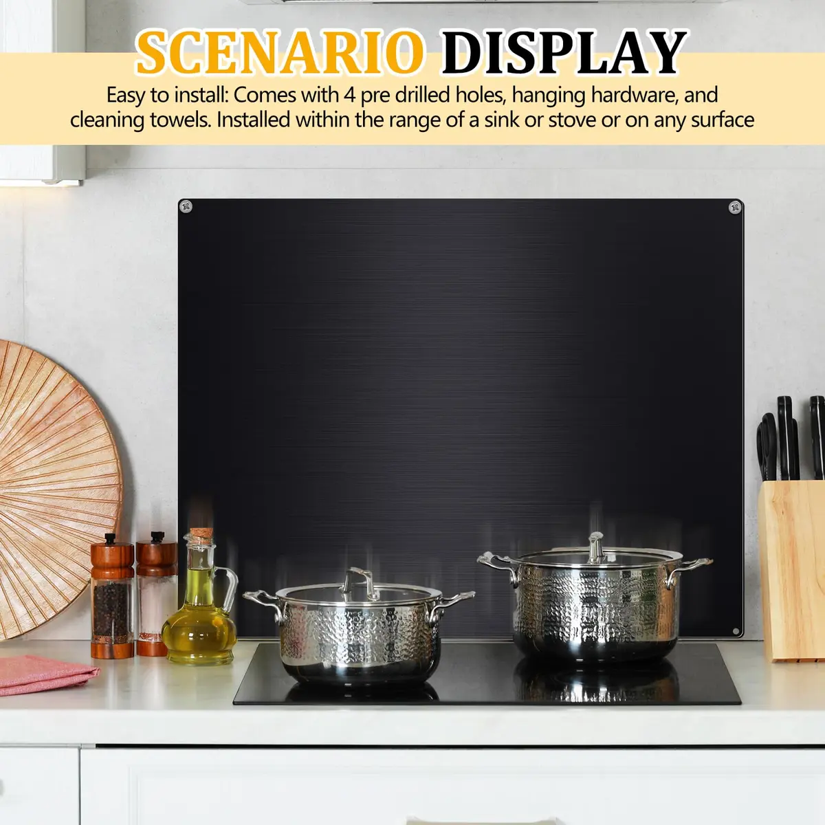 Yaocom Black Stainless Steel Backsplash 24 x 30 Inches | Protects Walls from Splatter - view 5