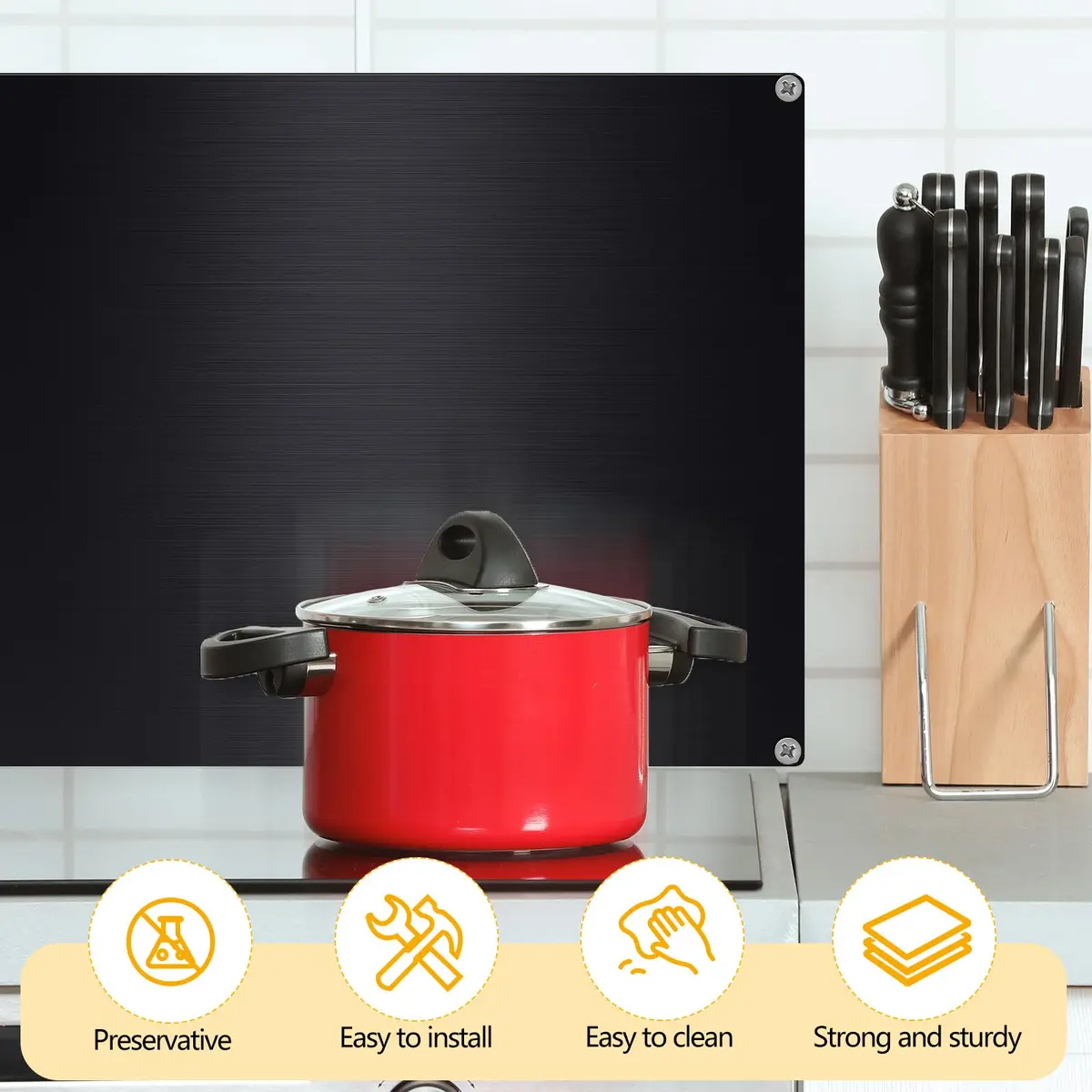 Yaocom Black Stainless Steel Backsplash 24 x 30 Inches | Protects Walls from Splatter - view 6