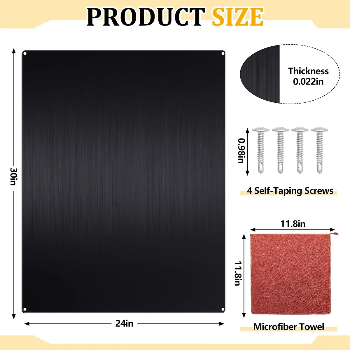 Yaocom Black Stainless Steel Backsplash 24 x 30 Inches | Protects Walls from Splatter - view 2