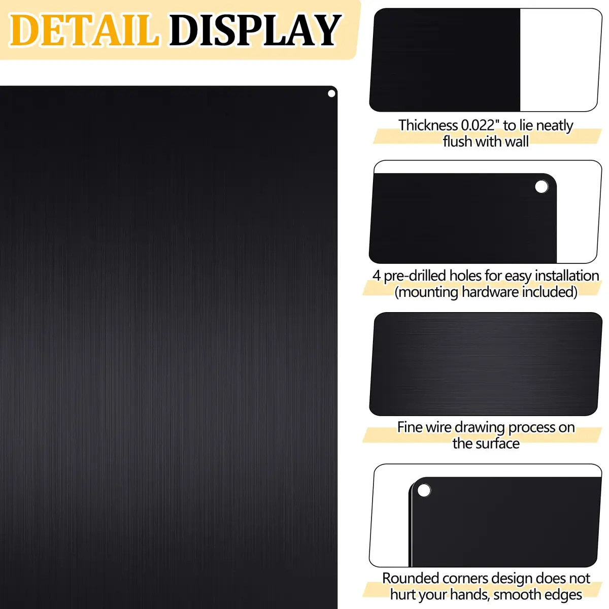 Yaocom Black Stainless Steel Backsplash 24 x 30 Inches | Protects Walls from Splatter - view 3