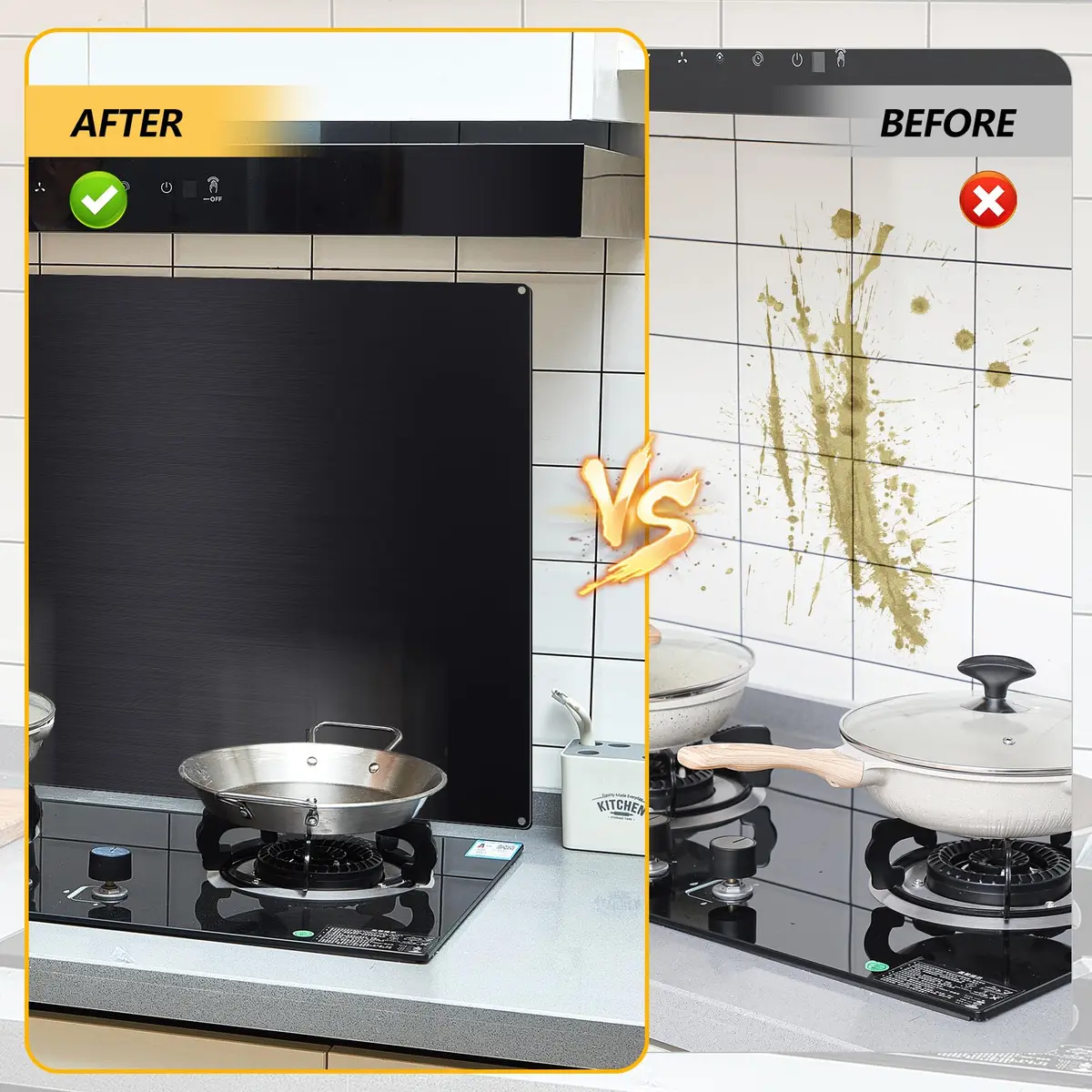 Yaocom Black Stainless Steel Backsplash 24 x 30 Inches | Protects Walls from Splatter - view 4