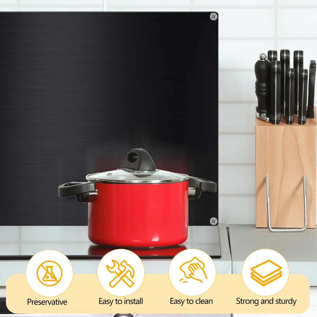 Yaocom Stainless Steel Backsplash 76x91 cm (30x36 Inch) | Protects Walls from Splatter - view 6