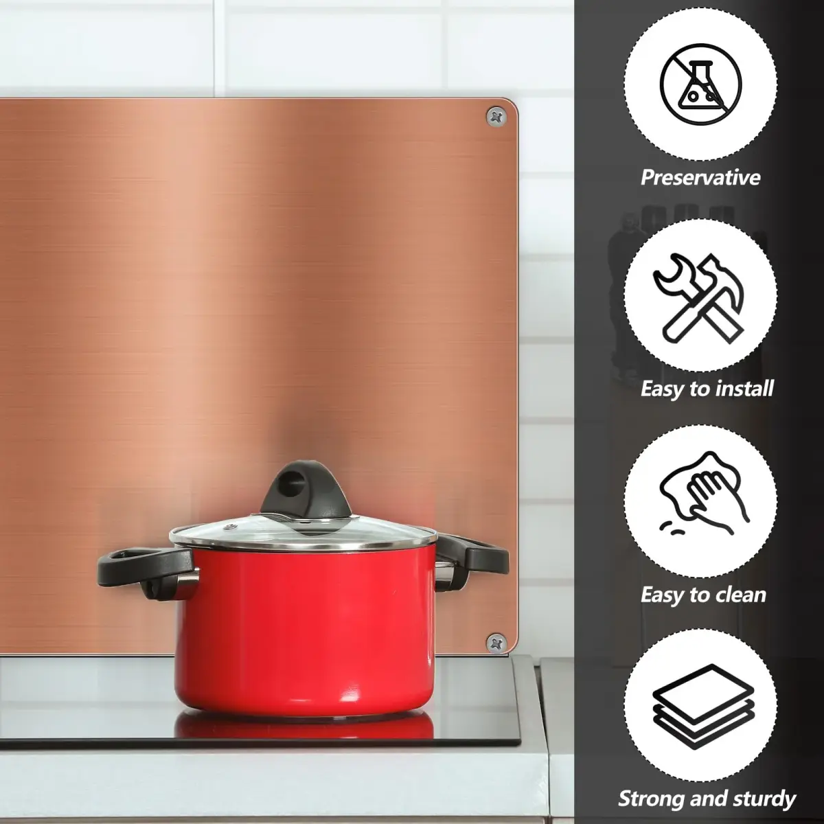 Yaocom Stainless Steel Stove Backsplash 24 x 30 Inch (61 x 76 cm) | Protects Walls from Splatter - view 5
