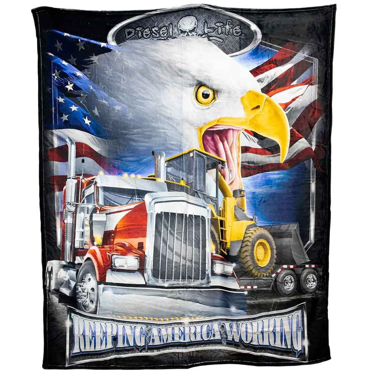 Diesel Life Keep America Working Throw Blanket 50x60 | Cozy, Vibrant & Lightweight - main product image
