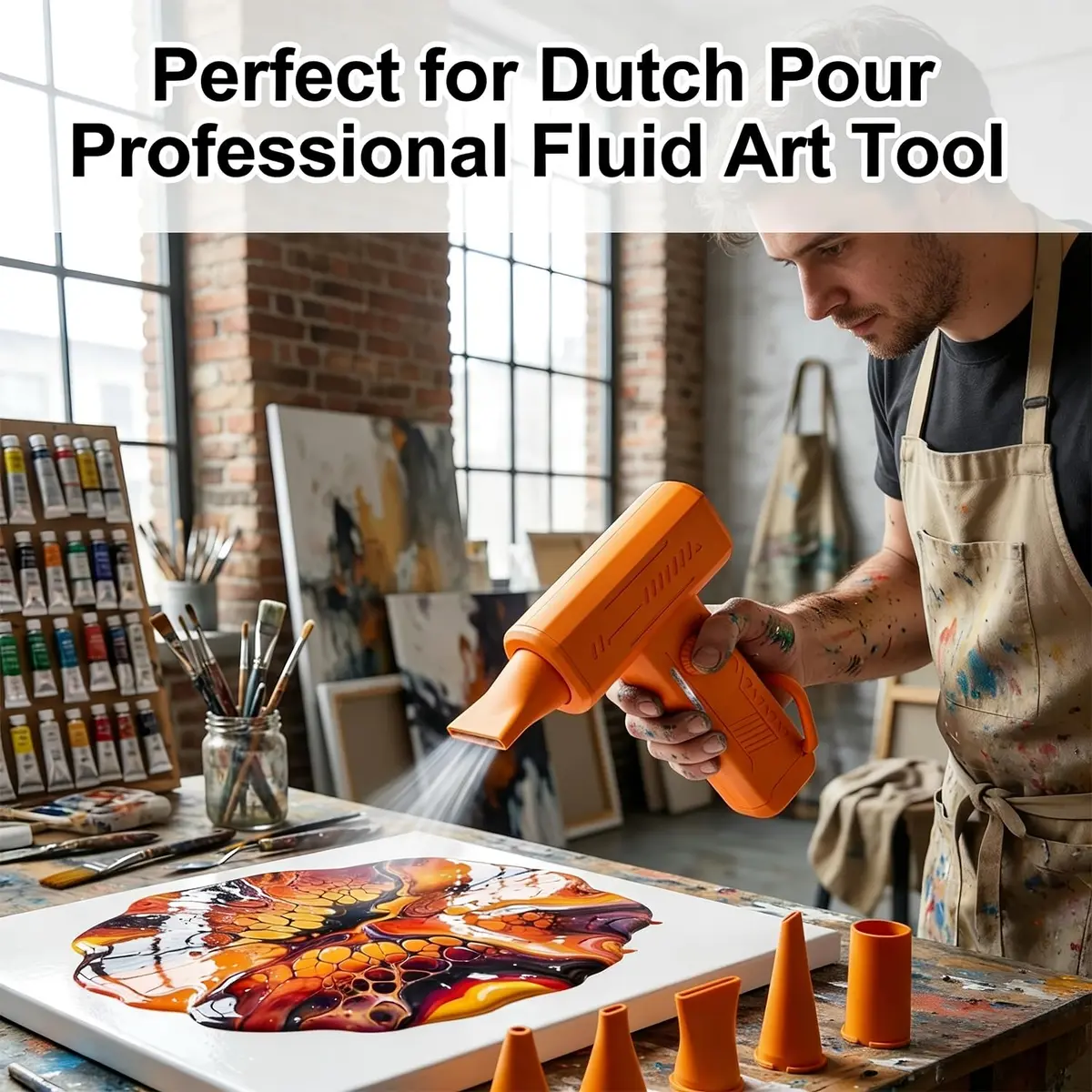 NISITEM Cordless 6-Nozzle Paint Blower | Fluid Art & Dutch Pour Tool, 1 Count - view 7