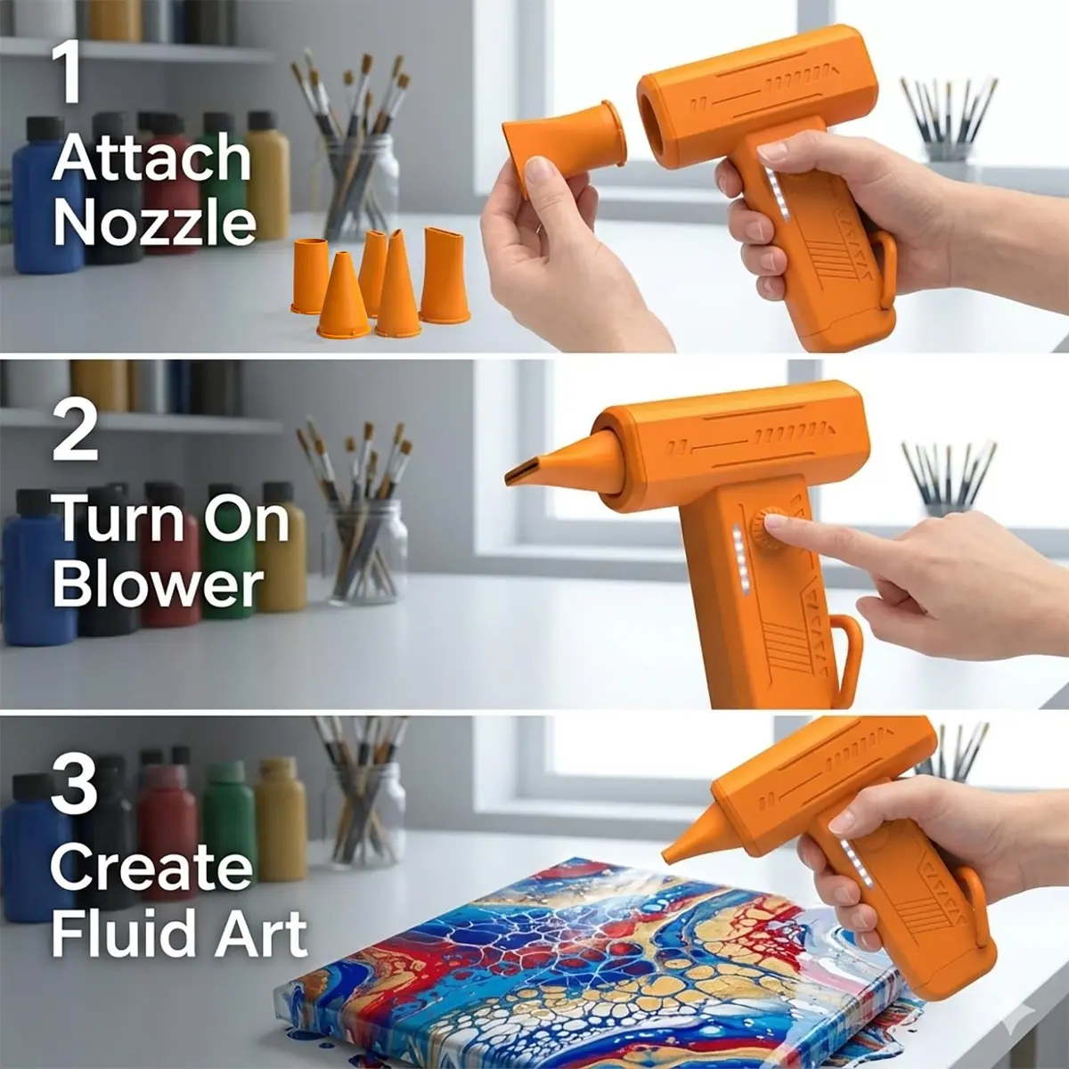NISITEM Cordless 6-Nozzle Paint Blower | Fluid Art & Dutch Pour Tool, 1 Count - view 3