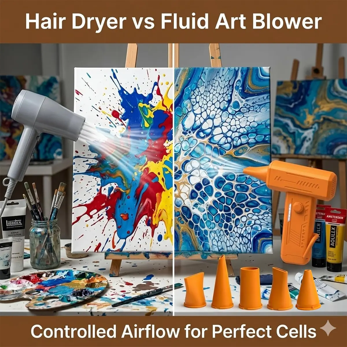 NISITEM Cordless 6-Nozzle Paint Blower | Fluid Art & Dutch Pour Tool, 1 Count - view 4