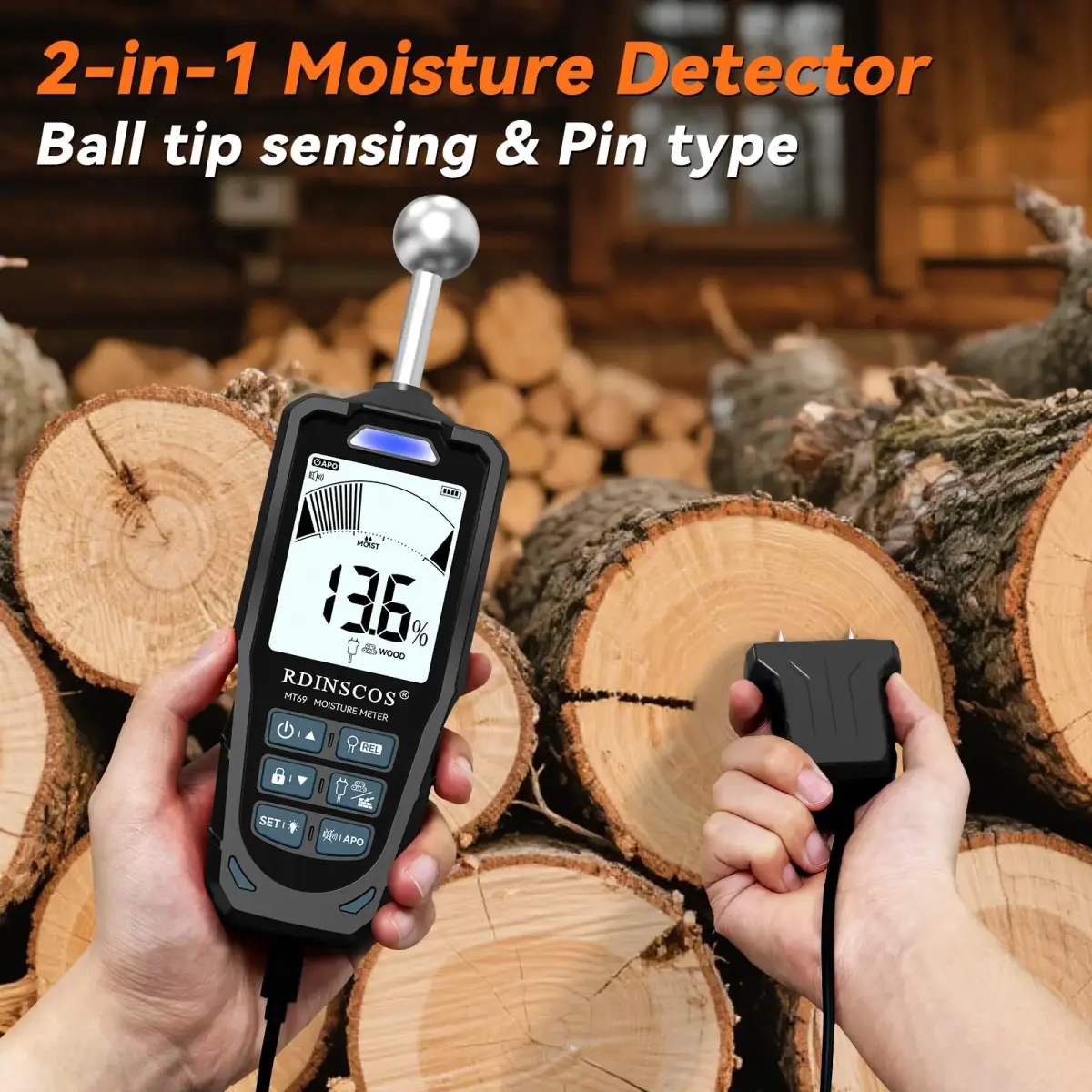 RDINSCOS 2-in-1 Pin & Pinless Moisture Meter | Detects Hidden Dampness in Walls, Wood, Concrete - view 2