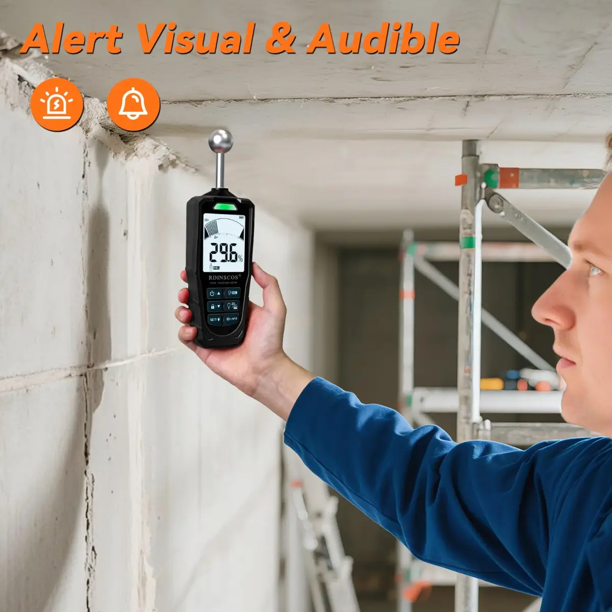 RDINSCOS 2-in-1 Pin & Pinless Moisture Meter | Detects Hidden Dampness in Walls, Wood, Concrete - view 3