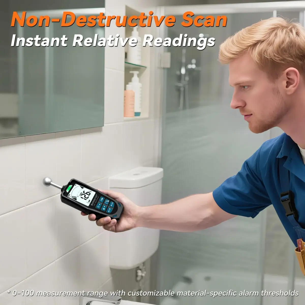 RDINSCOS 2-in-1 Pin & Pinless Moisture Meter | Detects Hidden Dampness in Walls, Wood, Concrete - view 4