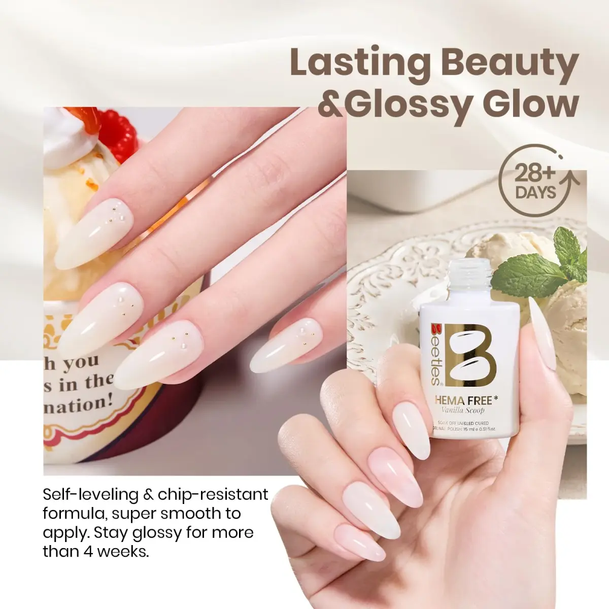 Beetles Gel Polish Vanilla Scoop Milky White Jelly Gel Nail Polish 15ml | Sheer & Buildable - view 5