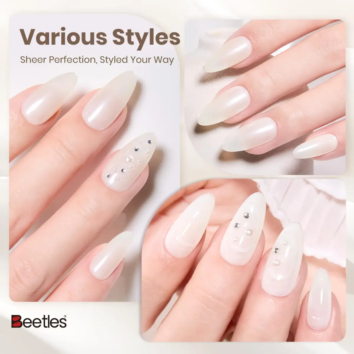 Beetles Gel Polish Vanilla Scoop Milky White Jelly Gel Nail Polish 15ml | Sheer & Buildable - view 4
