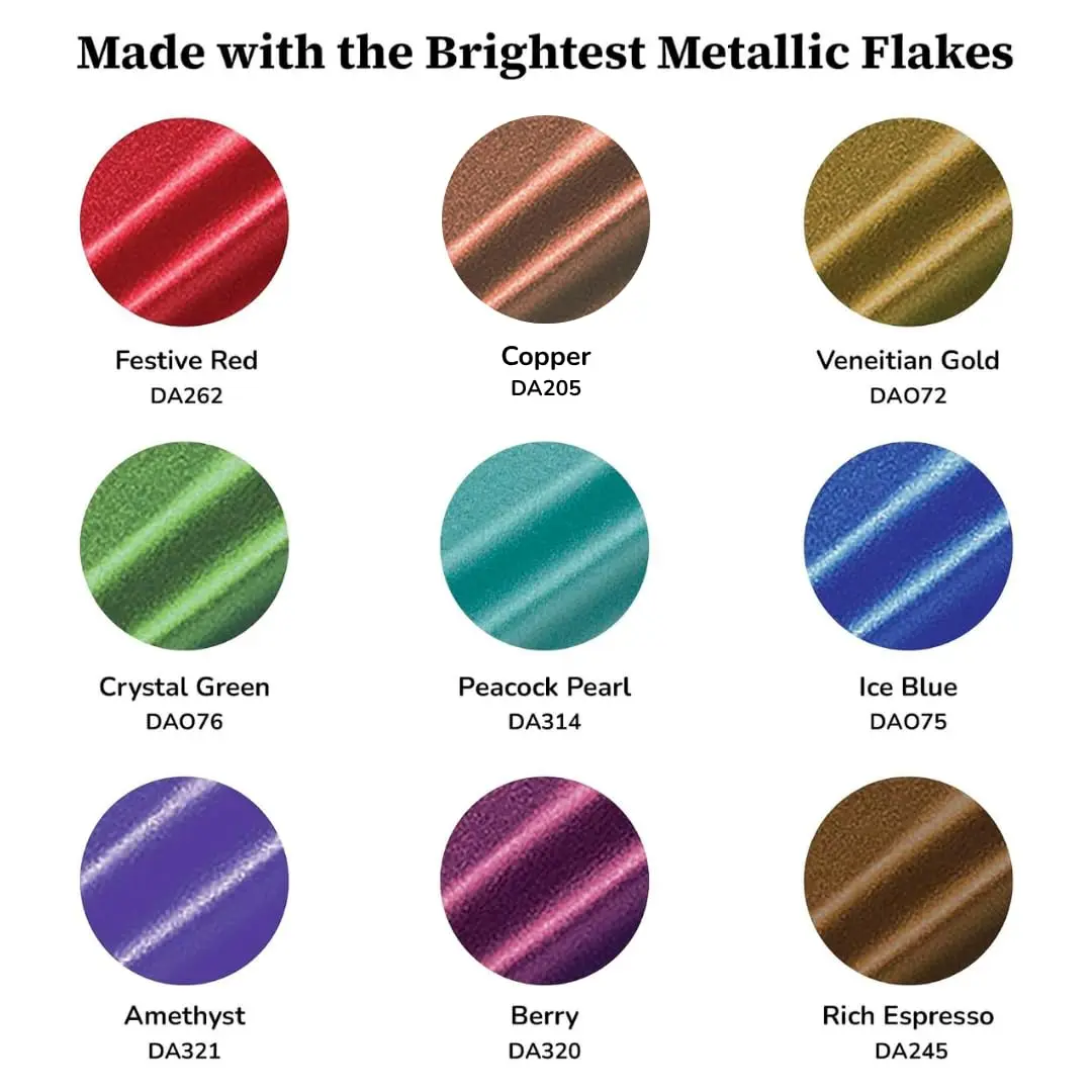 DecoArt Americana Dazzling Metallics Acrylic Paint Set 2 fl oz (59 ml) Bottles | Shimmering Metallic Craft Paints for Canvas, Wood & DIY Projects - view 2