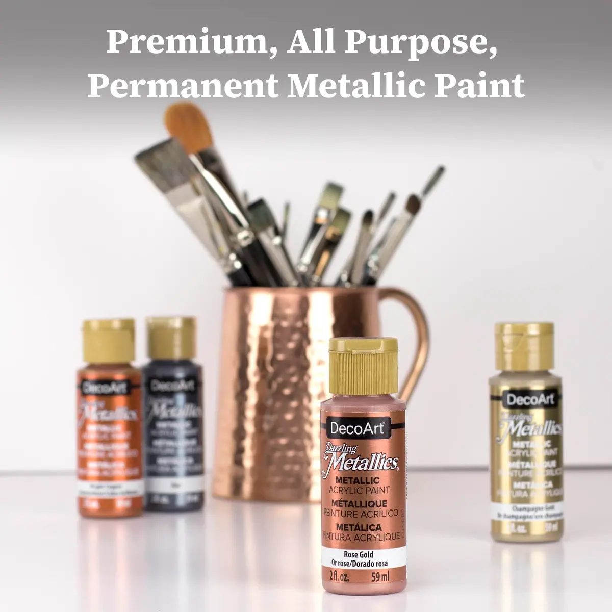 DecoArt Americana Dazzling Metallics Acrylic Paint Set 2 fl oz (59 ml) Bottles | Shimmering Metallic Craft Paints for Canvas, Wood & DIY Projects - view 3
