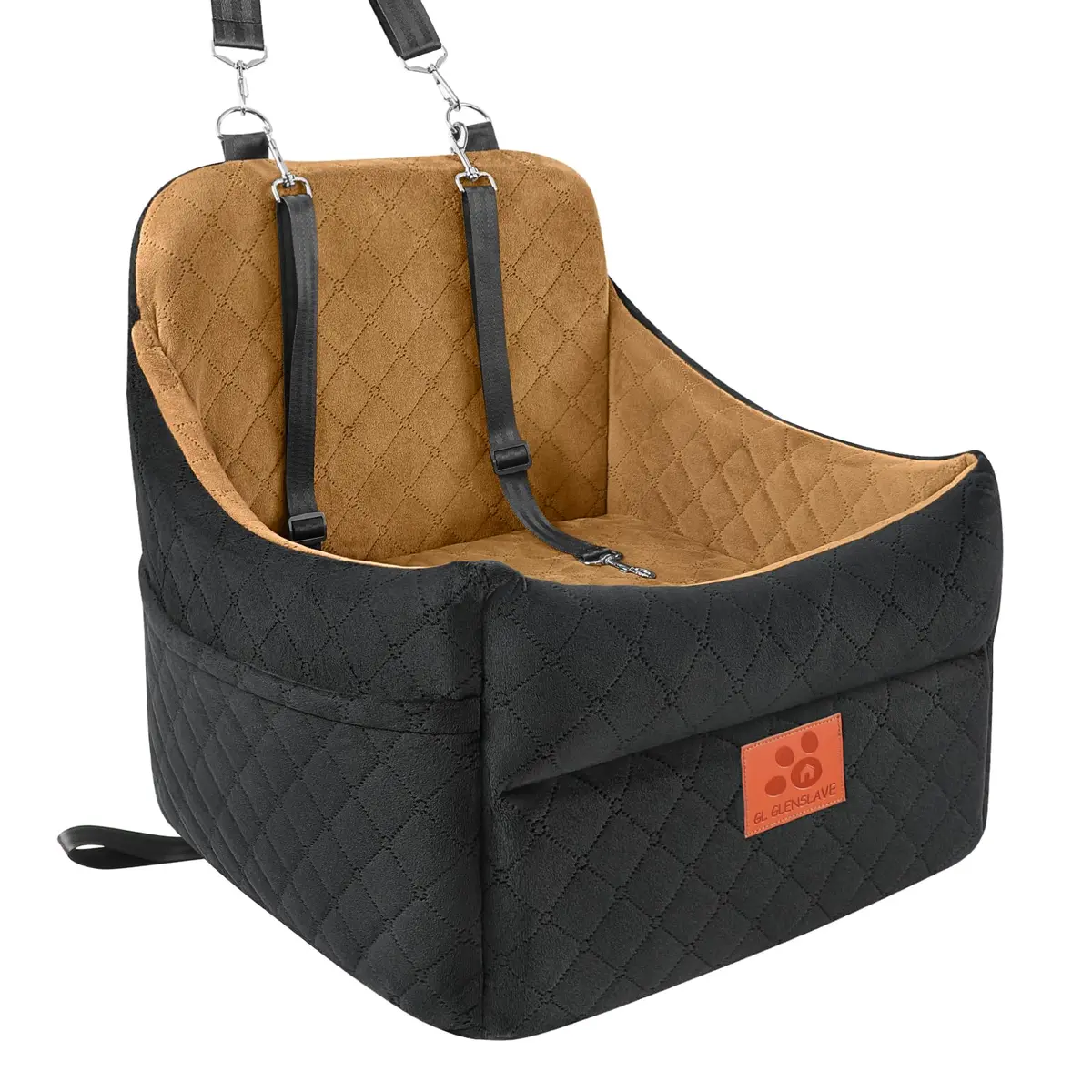 GL GLENSLAVE Dog Car Seat for Small/Medium Dogs | Detachable Washable Pet Booster with Storage - main product image