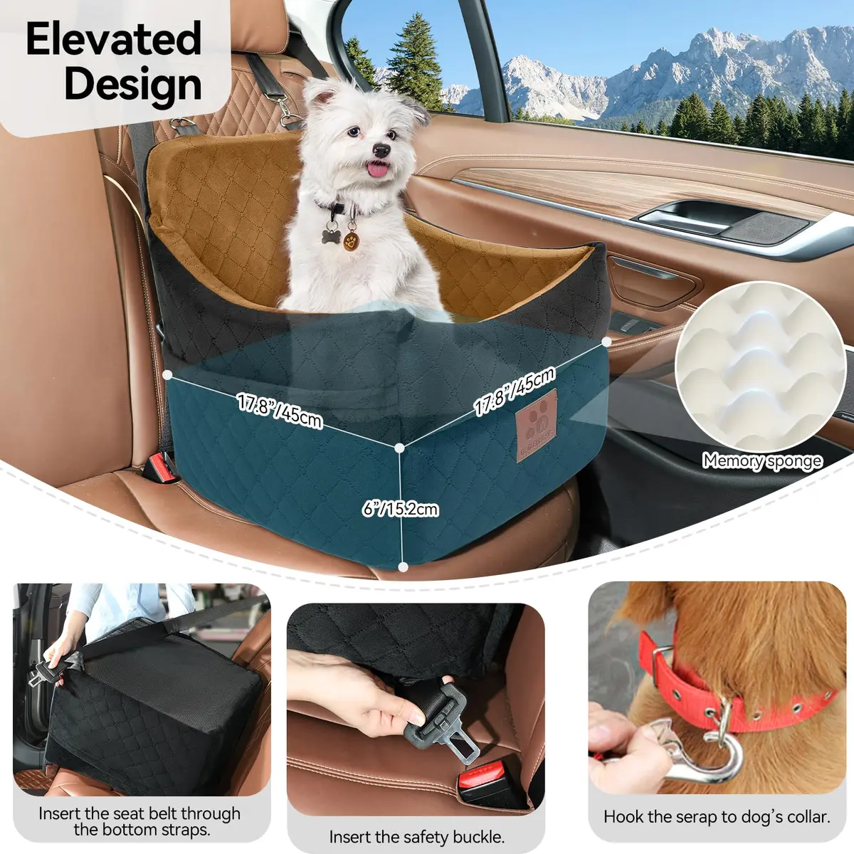 GL GLENSLAVE Dog Car Seat for Small/Medium Dogs | Detachable Washable Pet Booster with Storage - view 5