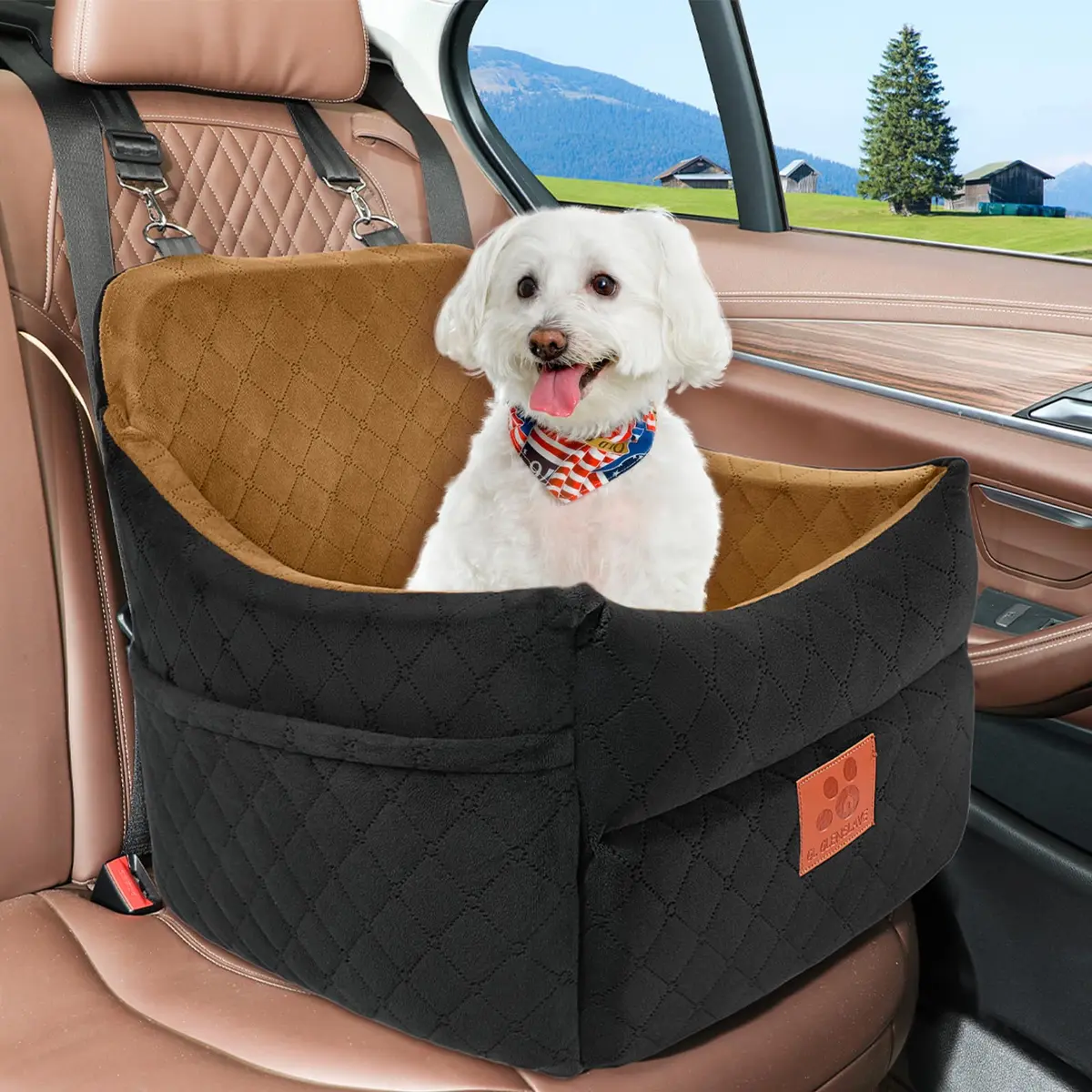 GL GLENSLAVE Dog Car Seat for Small/Medium Dogs | Detachable Washable Pet Booster with Storage - view 6