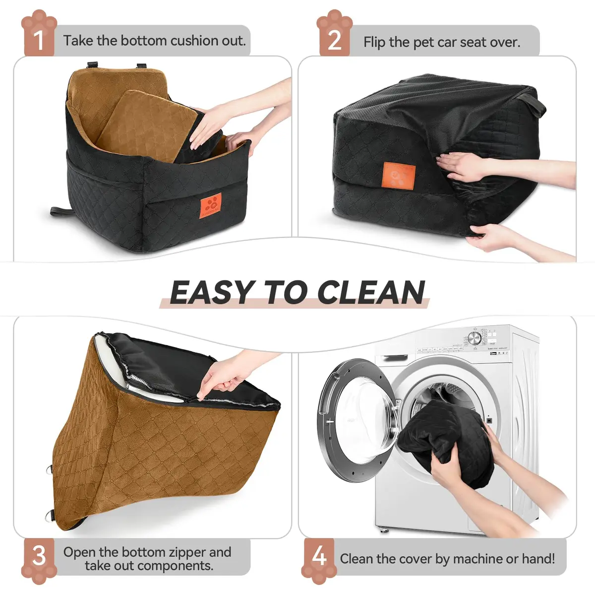 GL GLENSLAVE Dog Car Seat for Small/Medium Dogs | Detachable Washable Pet Booster with Storage - view 7