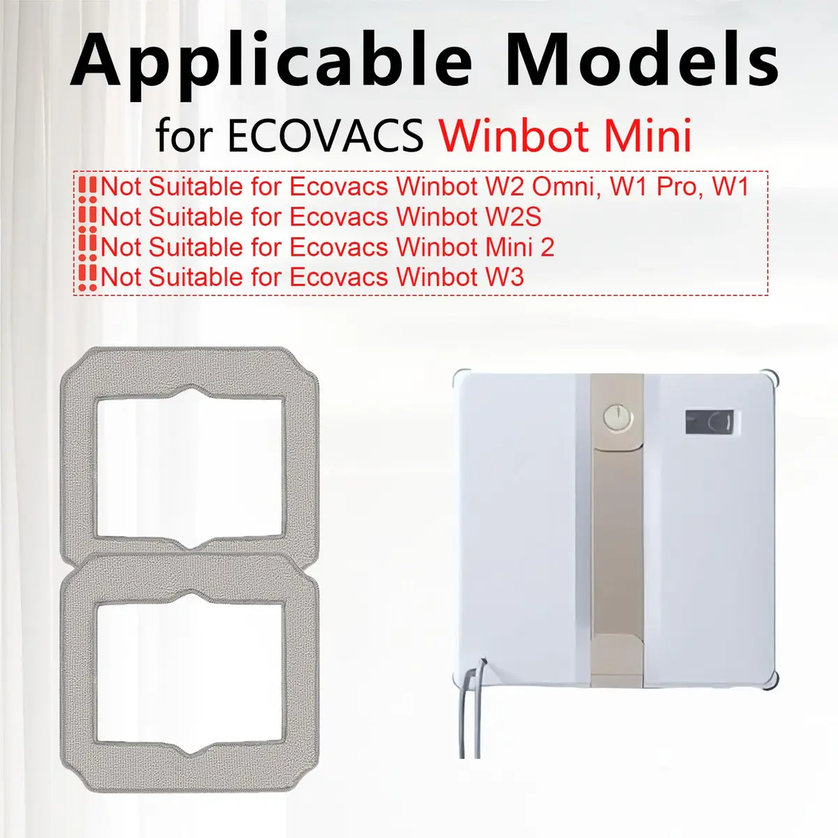 Frexusuent Replacement Mop Pads for ECOVACS Winbot Mini Window Cleaner | 12 Pcs Washable Microfiber Cleaning Rags - view 2