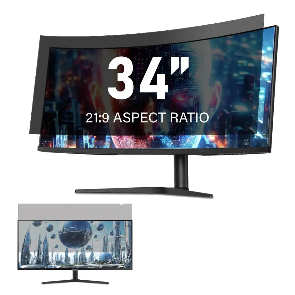 WELINC 34 Inch Computer Privacy Screen Filter for 21:9 Ultra-Wide Aspect Ratio | Anti Glare Blue Light Filter - main product image