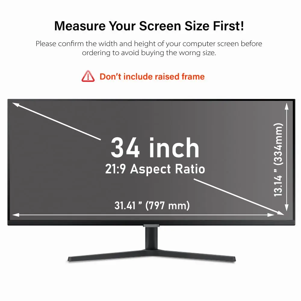 WELINC 34 Inch Computer Privacy Screen Filter for 21:9 Ultra-Wide Aspect Ratio | Anti Glare Blue Light Filter - view 2