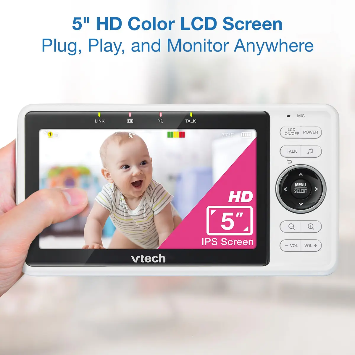 VTech VM901-2 Smart WiFi Baby Monitor with 2 Cameras | 5" HD Split Screen, Pan-Tilt-Zoom, Night Vision - view 5