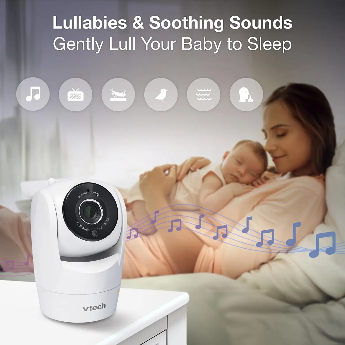 VTech VM901-2 Smart WiFi Baby Monitor with 2 Cameras | 5" HD Split Screen, Pan-Tilt-Zoom, Night Vision - view 7
