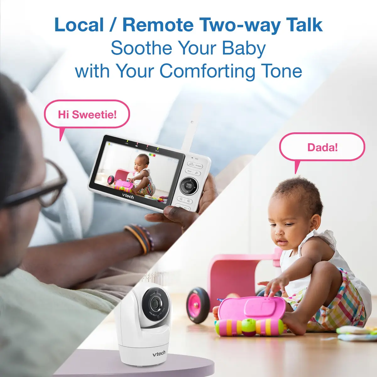 VTech VM901-2 Smart WiFi Baby Monitor with 2 Cameras | 5" HD Split Screen, Pan-Tilt-Zoom, Night Vision - view 8