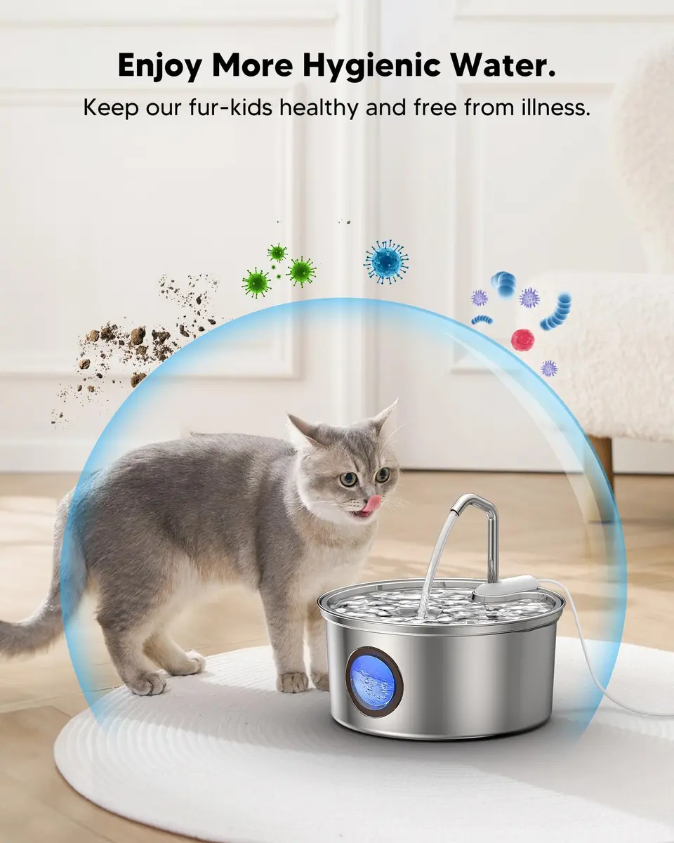 puppyspout Cat Water Fountain Filters for 3.2L (108oz) Fountain | 10 Filters + 2 Sponges, 6-Month Supply - view 7