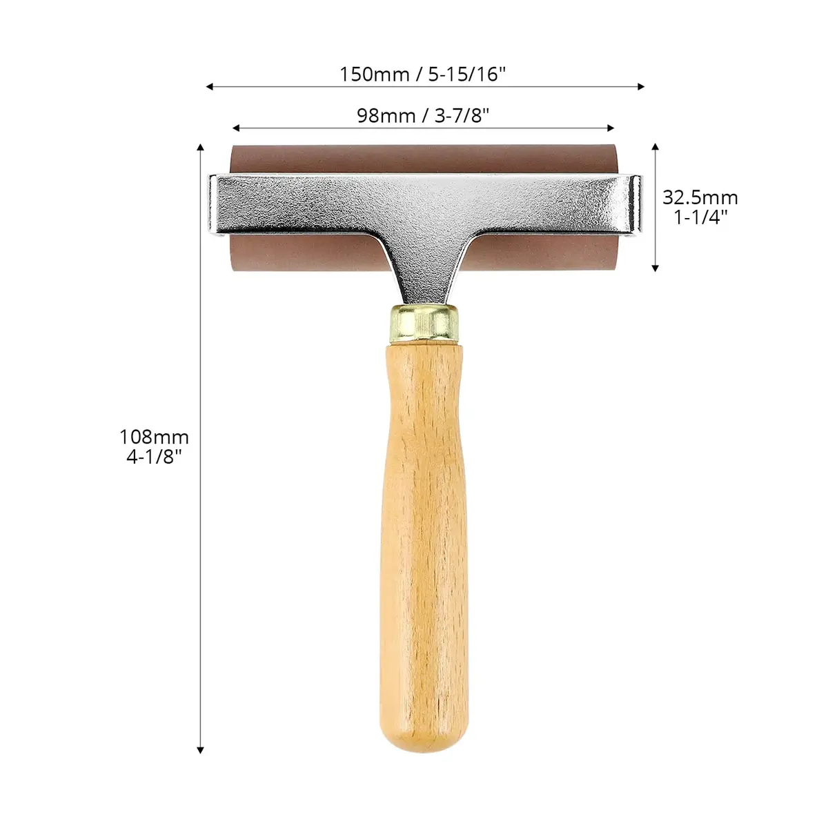QWORK 4-Inch Soft Rubber Brayer Roller, Brown Solid Ink Roller | Even Pressure Application for Printmaking & Crafts - view 6