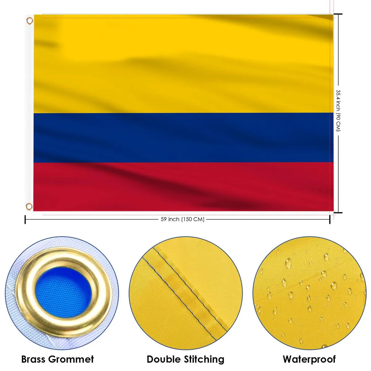 AhfuLife Colombia Flag 3x5 Ft | Double-Sided Waterproof Flag for Outdoor & Indoor Patriotism - view 2