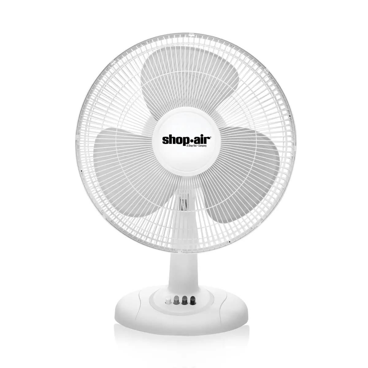SHOP·AIR 16" Oscillating Table Fan, 3 Speeds, High-Velocity, Quiet & Powerful Air Circulation, 70° Adjustable Head Tilt, Ideal for Home, Bedroom or Office, White | 16 inch, 3-speed oscillating fan - main product image