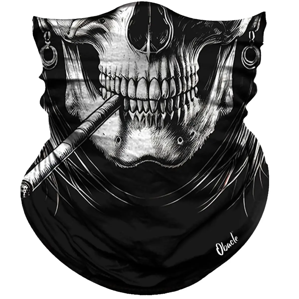 Obacle Skull With Cigar White Face 3D Skull Mask for Dust, Wind, UV Sun Protection - main product image