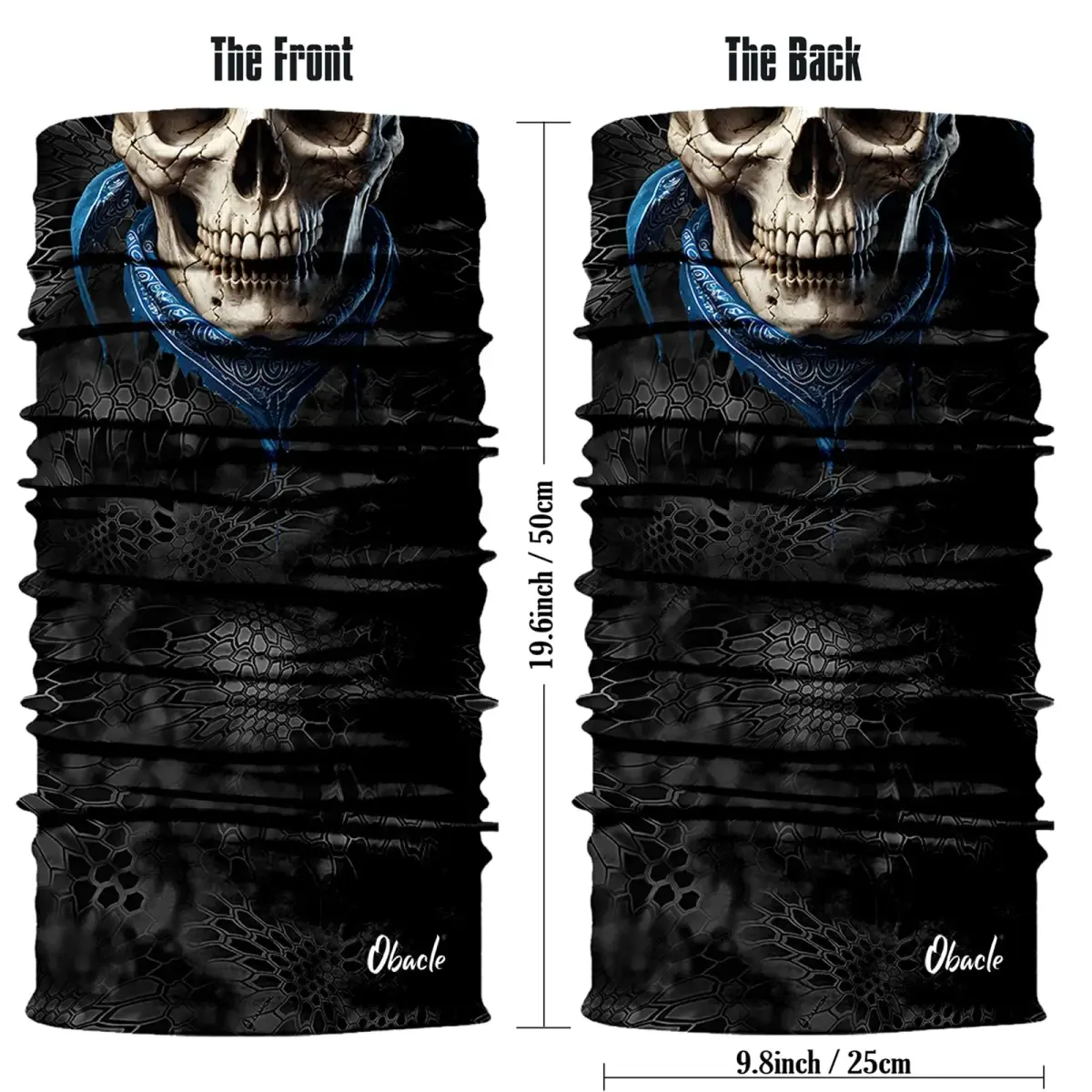Obacle Skull Face Mask Half - Skull Light Gray Face Blue Neck - view 2
