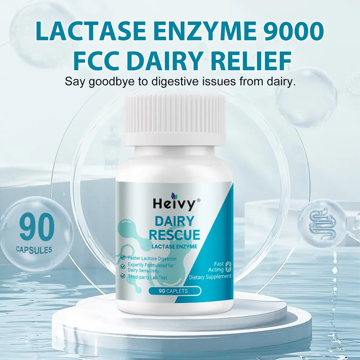 Heivy Lactase Pills 9000 FCC 90 Count | Fast Lactose Digestion Support for Dairy Lovers - view 6