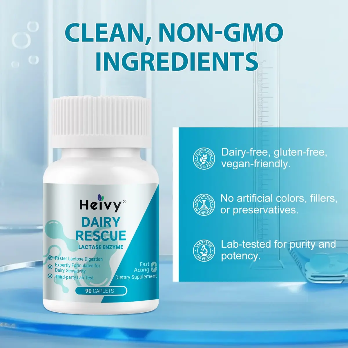 Heivy Lactase Pills 9000 FCC 90 Count | Fast Lactose Digestion Support for Dairy Lovers - view 3