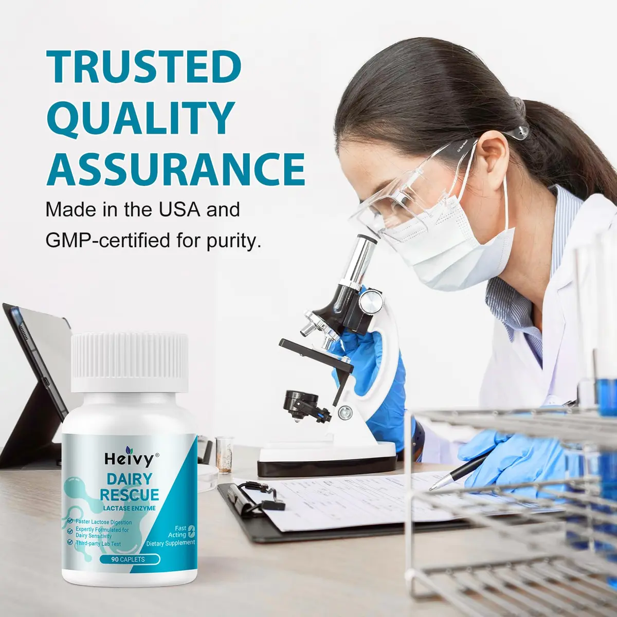 Heivy Lactase Pills 9000 FCC 90 Count | Fast Lactose Digestion Support for Dairy Lovers - view 4