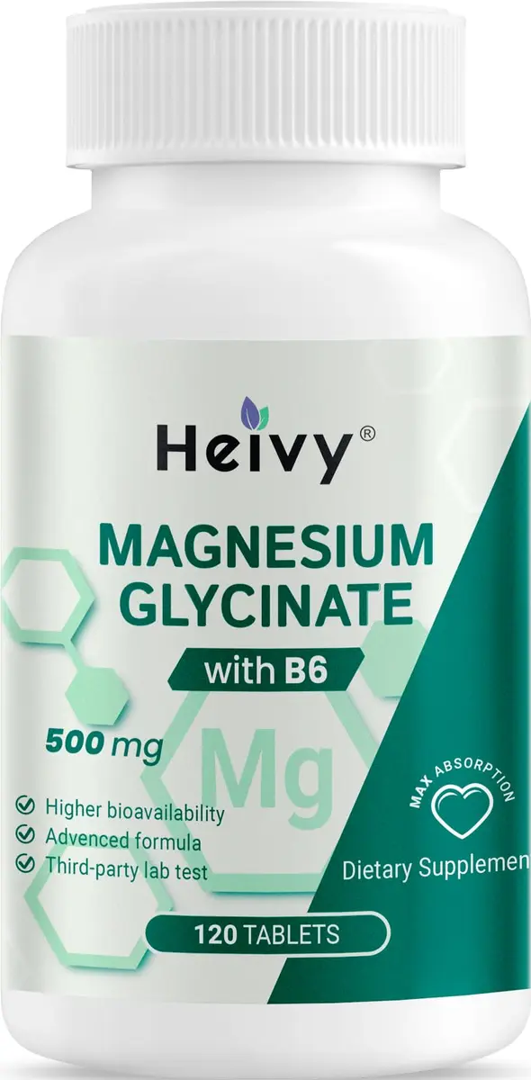 Heivy Magnesium Glycinate 500mg | Supports Deep Sleep & Muscle Relaxation - main product image