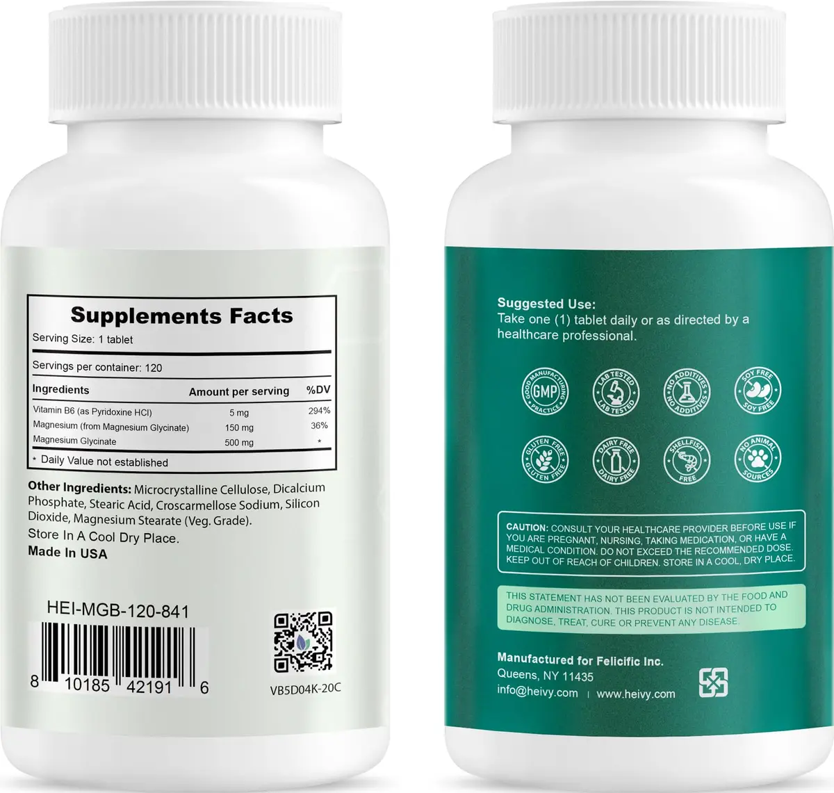 Heivy Magnesium Glycinate 500mg | Supports Deep Sleep & Muscle Relaxation - view 8