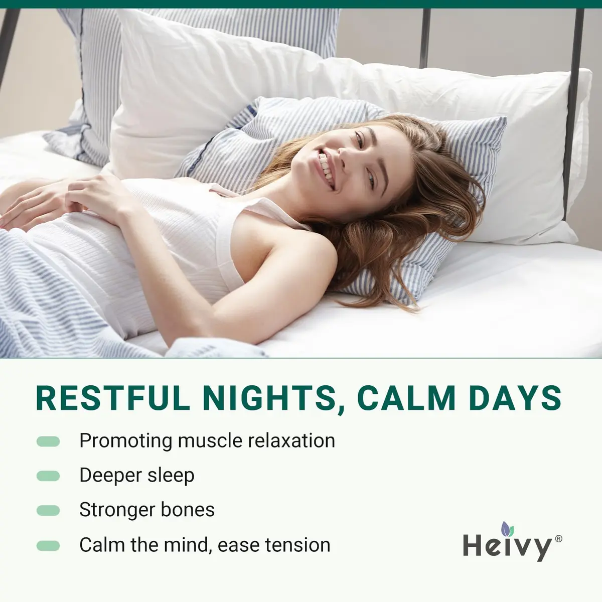 Heivy Magnesium Glycinate 500mg | Supports Deep Sleep & Muscle Relaxation - view 2